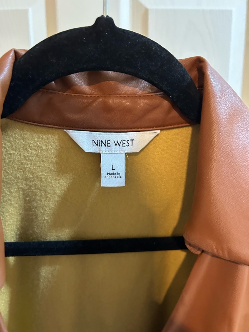 Nine West Cognac Faux Leather Midi Wrap Dress - Picture 5 of 6